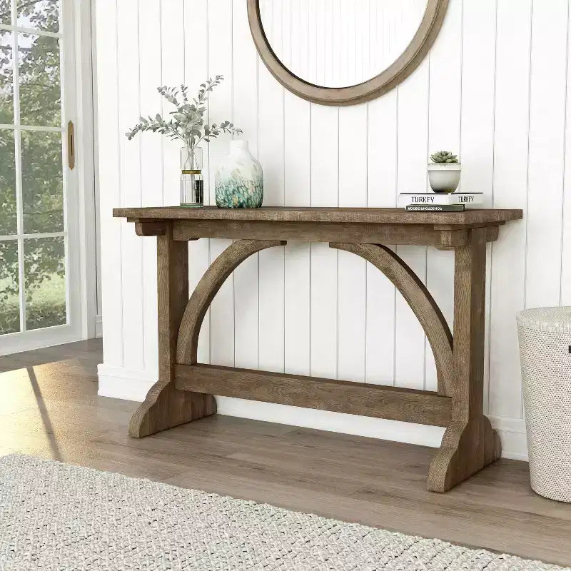 Console de table à double piédestal Jobrin en chêne recyclé - miBasics
