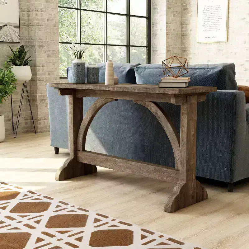 Console de table à double piédestal Jobrin en chêne recyclé - miBasics