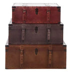 Olivia & May Rectangular Rustic Faux Leather Trunk Coffee Table Brown: Vintage-Inspired Storage Solution, No Assembly Required