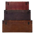 Olivia & May Coffre de table basse rectangulaire en similicuir rustique marron : Solution de rangement d'inspiration vintage, aucun assemblage requis