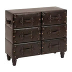 Traditional 6 Drawer Faux Leather Chest Black - Olivia & May: No Assembly, Divided Storage
