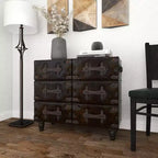 Commode traditionnelle en similicuir noir à 6 tiroirs - Olivia & May : Aucun assemblage requis, Rangement compartimenté