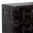 Commode traditionnelle en similicuir noir à 6 tiroirs - Olivia & May : Aucun assemblage requis, Rangement compartimenté