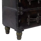 Commode traditionnelle en similicuir noir à 6 tiroirs - Olivia & May : Aucun assemblage requis, Rangement compartimenté