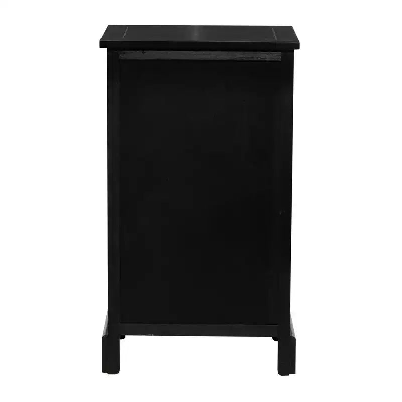 Commode en bois de ferme avec paniers en osier noirs - Olivia & May : aucun assemblage requis, utilisation en intérieur, composite MDF
