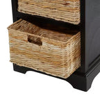 Commode en bois de ferme avec paniers en osier noirs - Olivia & May : aucun assemblage requis, utilisation en intérieur, composite MDF