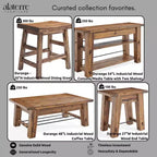 Table basse industrielle Durango en bois brun foncé Alaterre Furniture : Acacia rustique et acier, étagère fixe