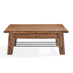 Table basse industrielle Durango en bois brun foncé Alaterre Furniture : Acacia rustique et acier, étagère fixe