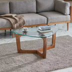 Table basse Walker marron : Ink+Ivy Mid-Century Modern, plateau en verre trempé, pieds en bois, hauteur 43 cm