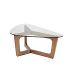 Table basse Walker marron : Ink+Ivy Mid-Century Modern, plateau en verre trempé, pieds en bois, hauteur 43 cm