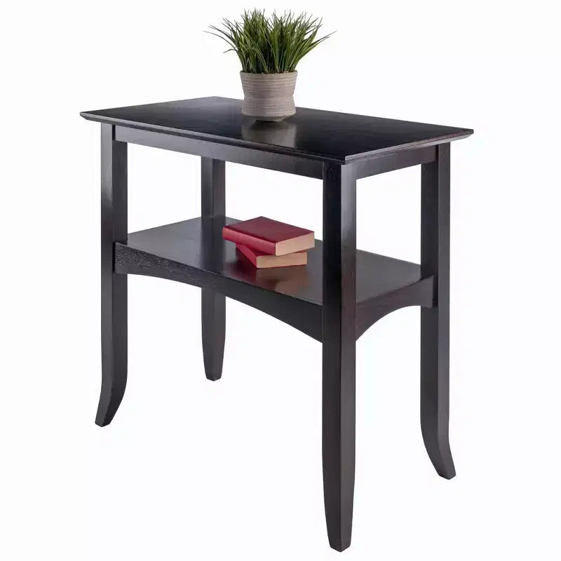 Console de salon Winsome Camden, couleur café : style traditionnel, étagère fixe, cadre en bois composite, pour entrée ou salon