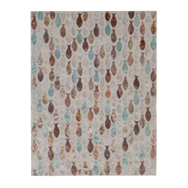 Table d'appoint Priscille 45,7 cm x 35,6 cm en métal doré - Linon: Coquille de Capiz, cadre géométrique, style «Coastal Glam»