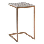 Table d'appoint Priscille 45,7 cm x 35,6 cm en métal doré - Linon: Coquille de Capiz, cadre géométrique, style «Coastal Glam»