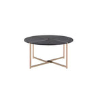 Table Basse Bromia Noir/Champagne - Acme Furniture : Ronde, Contemporaine, Structure en Composite de Bois, Quincaillerie Métallique, Finition Peinte