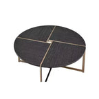 Table Basse Bromia Noir/Champagne - Acme Furniture : Ronde, Contemporaine, Structure en Composite de Bois, Quincaillerie Métallique, Finition Peinte