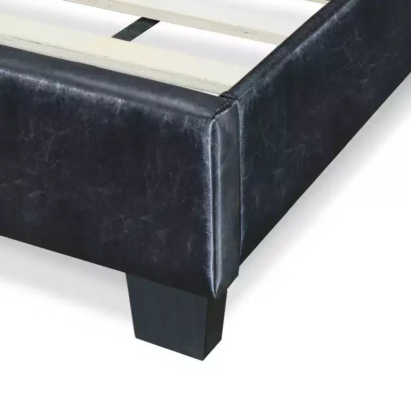 Lit rembourré en cuir Hudson noir - ClickDecor