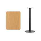 Plateau de table rectangulaire stratifié Flash Furniture 24'' x 30'' avec pied de table rond de 18'' de hauteur bar