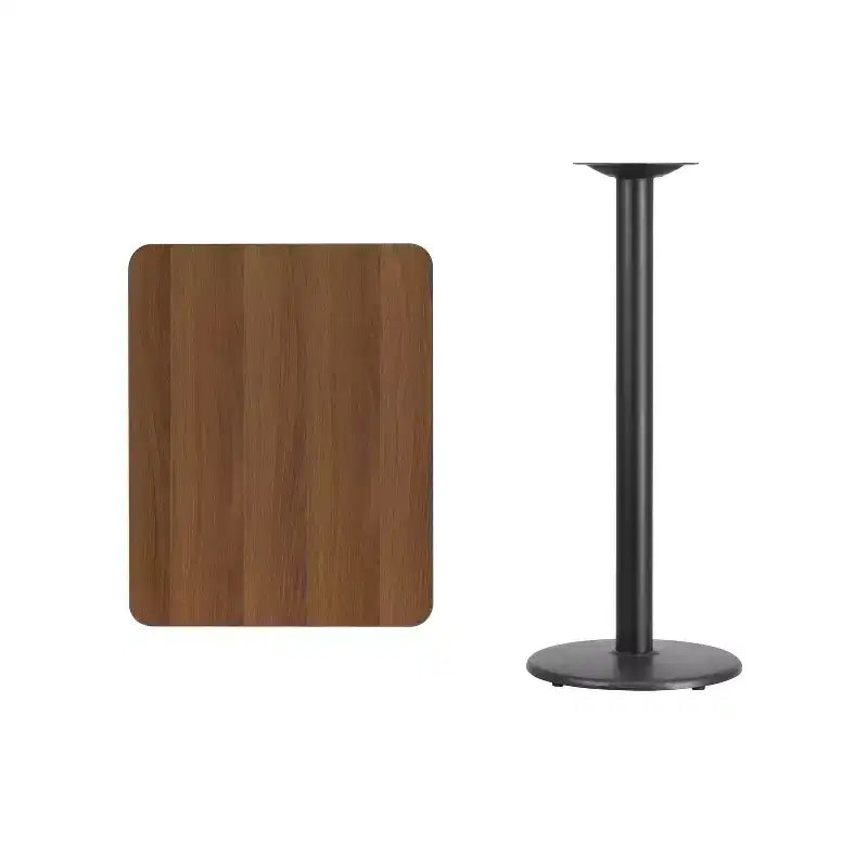 Plateau de table rectangulaire stratifié Flash Furniture 24'' x 30'' avec pied de table rond de 18'' de hauteur bar