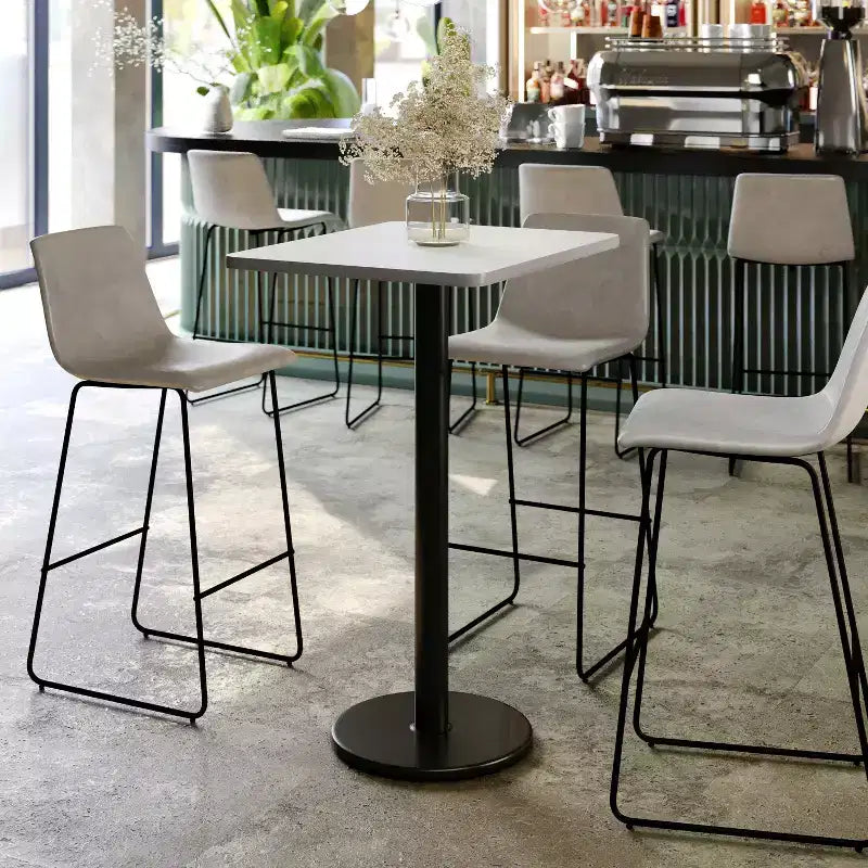 Plateau de table rectangulaire stratifié Flash Furniture 24'' x 30'' avec pied de table rond de 18'' de hauteur bar