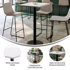 Plateau de table rectangulaire stratifié Flash Furniture 24'' x 30'' avec pied de table rond de 18'' de hauteur bar