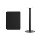Plateau de table rectangulaire stratifié Flash Furniture 24'' x 30'' avec pied de table rond de 18'' de hauteur bar