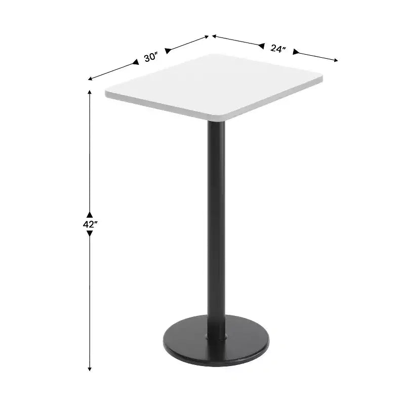 Plateau de table rectangulaire stratifié Flash Furniture 24'' x 30'' avec pied de table rond de 18'' de hauteur bar