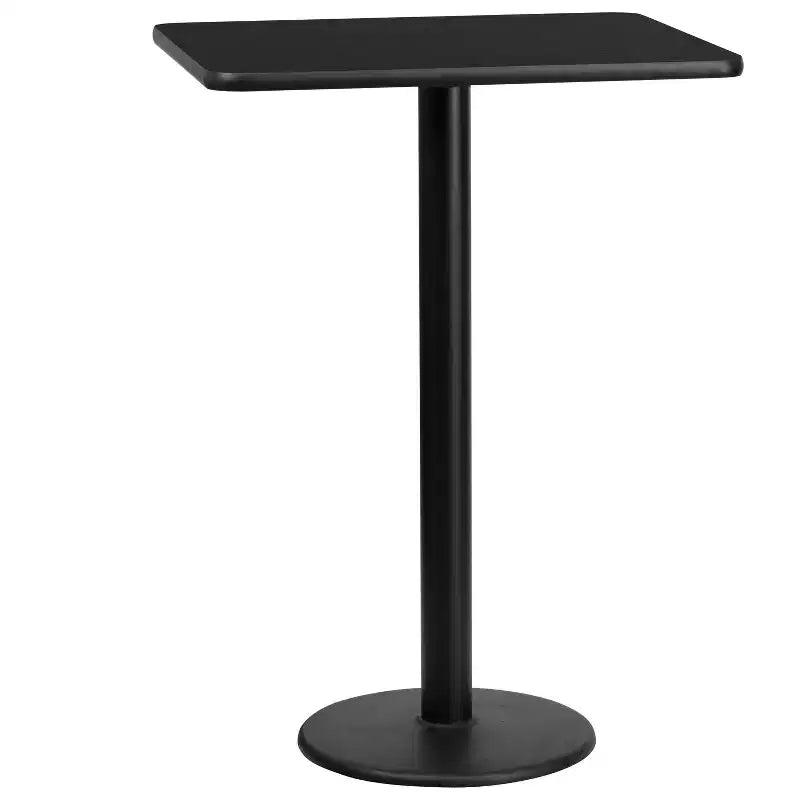 Plateau de table rectangulaire stratifié Flash Furniture 24'' x 30'' avec pied de table rond de 18'' de hauteur bar
