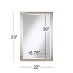 Possini Euro Design Metzeo Miroir mural de courtoisie rectangulaire moderne en verre biseauté, cadre en métal nickel brossé, 84 cm de large, pour salle de bain, chambre à coucher, entrée