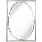 Uttermost Akita Rectangular Vanity Wall Mirror Modern Beveled Brushed Nickel Metal Frame 24 Wide for Bathroom Bedroom Living Room Entryway Office