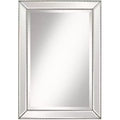 Uttermost Roseau Rectangular Vanity Wall Mirror Modern Beveled Silver Pewter Beaded Border Frame 24 Wide Bathroom Bedroom Living Room House Entryway