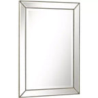 Miroir mural de courtoisie rectangulaire Uttermost Roseau moderne, biseauté, argent, étain, avec cadre perlé, 24 pouces de large, pour salle de bain, chambre, salon, entrée de maison