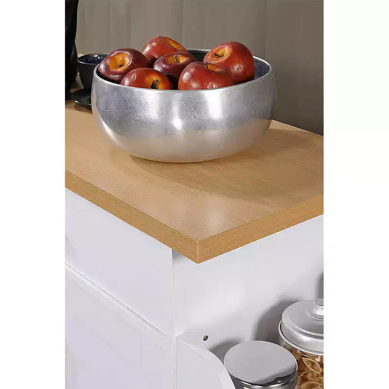 Hodedah Import Îlot de cuisine portable avec roulettes verrouillables, armoire à étagères, tiroir, porte-épices et porte-serviettes, multicolore