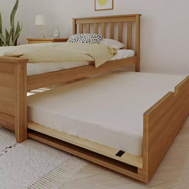 Lit jumeau Max & Lily avec lit gigogne, lit plateforme classique en bois massif avec rangement