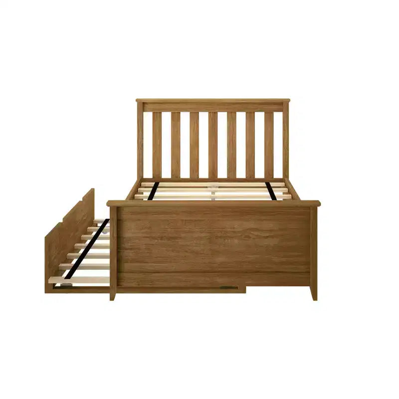 Lit jumeau Max & Lily avec lit gigogne, lit plateforme classique en bois massif avec rangement