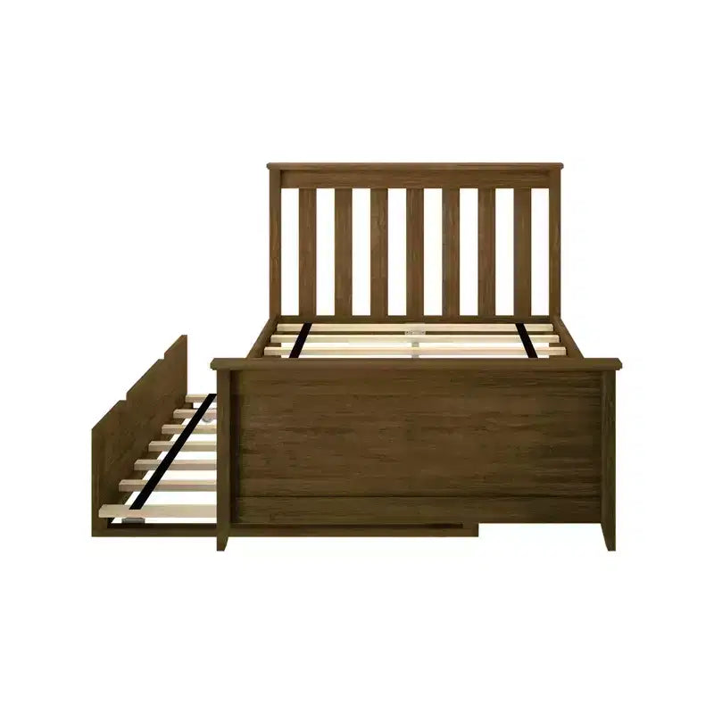 Lit jumeau Max & Lily avec lit gigogne, lit plateforme classique en bois massif avec rangement