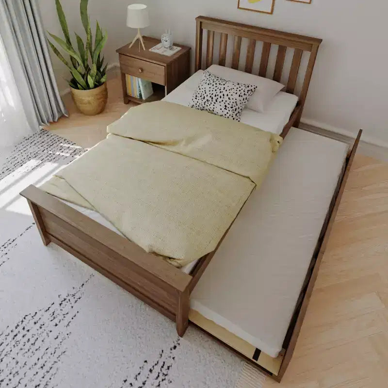 Lit jumeau Max & Lily avec lit gigogne, lit plateforme classique en bois massif avec rangement