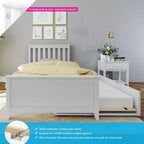 Lit jumeau Max & Lily avec lit gigogne, lit plateforme classique en bois massif avec rangement