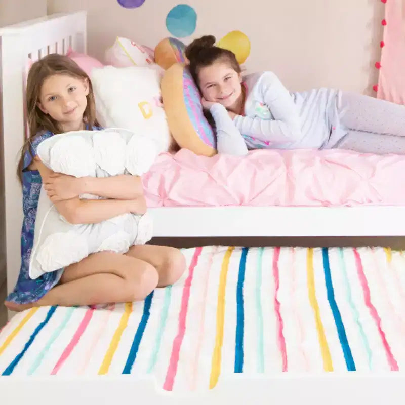 Lit jumeau Max & Lily avec lit gigogne, lit plateforme classique en bois massif avec rangement