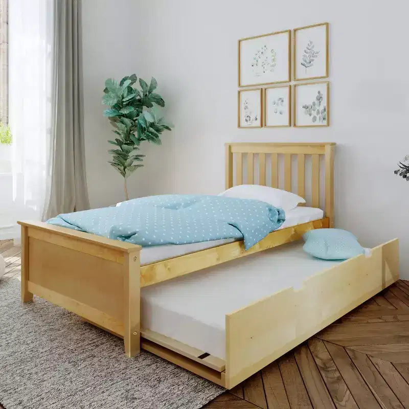 Lit jumeau Max & Lily avec lit gigogne, lit plateforme classique en bois massif avec rangement