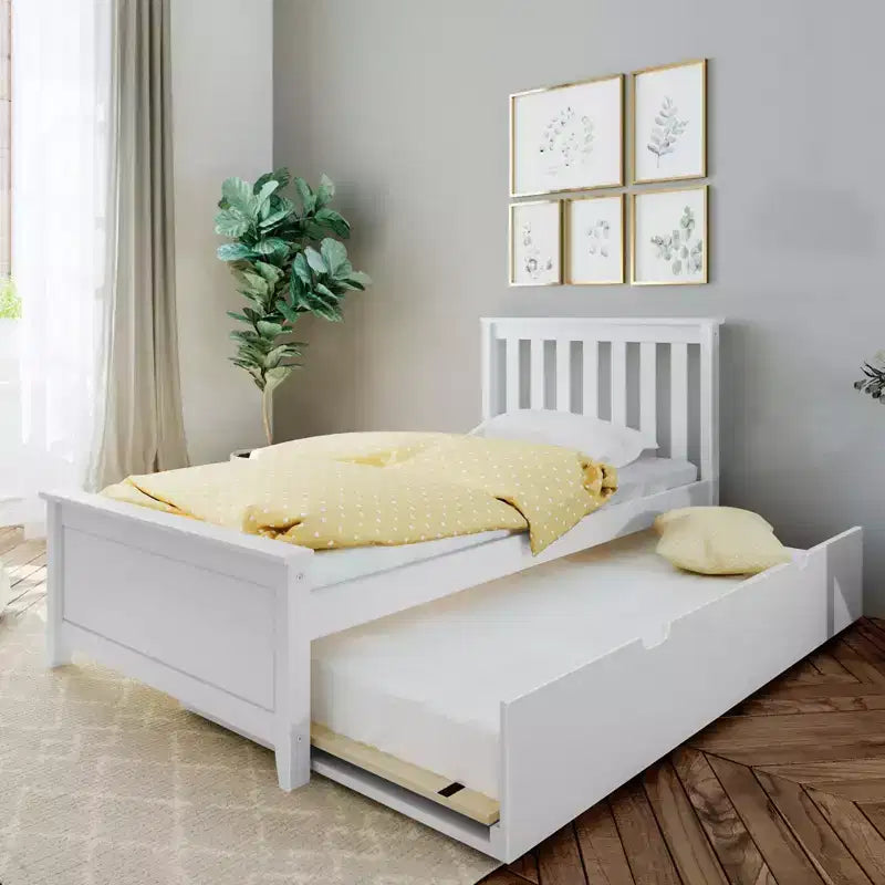 Lit jumeau Max & Lily avec lit gigogne, lit plateforme classique en bois massif avec rangement