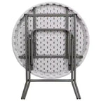 Table pliante ronde Emma et Oliver de 0,80 m en plastique blanc aspect granit - Table événementielle