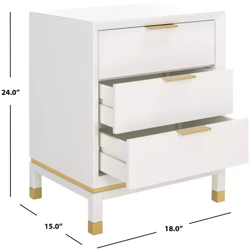 Table d'appoint à 3 tiroirs Baskin - ACC6605A - Blanc - Safavieh