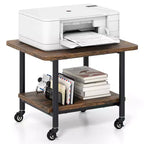 Costway 2-Tier Mobile Printer Table with Storage Shelf Lockable Wheels & Metal Frame