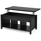 Table basse relevable Costway avec compartiment caché et étagères de rangement Noir