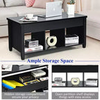 Table basse relevable Costway avec compartiment caché et étagères de rangement Noir