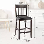 Lot de 2 tabourets de bar Costway, hauteur comptoir avec assise en cuir PU - Expresso
