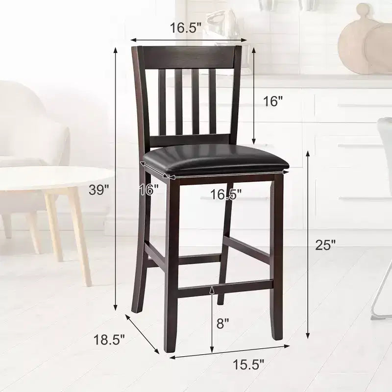 Lot de 2 tabourets de bar Costway, hauteur comptoir avec assise en cuir PU - Expresso