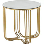 Studio 55D Yuri Modern Bronze Metal Round Accent Side End Table 24 Wide Gold Marbleized Glass Tabletop for Living Room Bedroom Bedside Entryway House