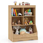 Costway Étagère multifonctionnelle à 3 niveaux pour enfants, bac de rangement pour jouets, meuble de sol gris/blanc/naturel