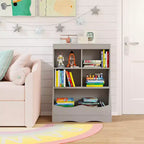 Costway Étagère multifonctionnelle à 3 niveaux pour enfants, bac de rangement pour jouets, meuble de sol gris/blanc/naturel